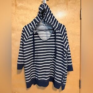 Navy and White Striped Women's sweatshirt